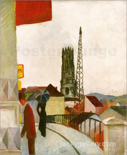 Freiburg Cathedral in Switzerland, August Macke painting - Click Image to Close